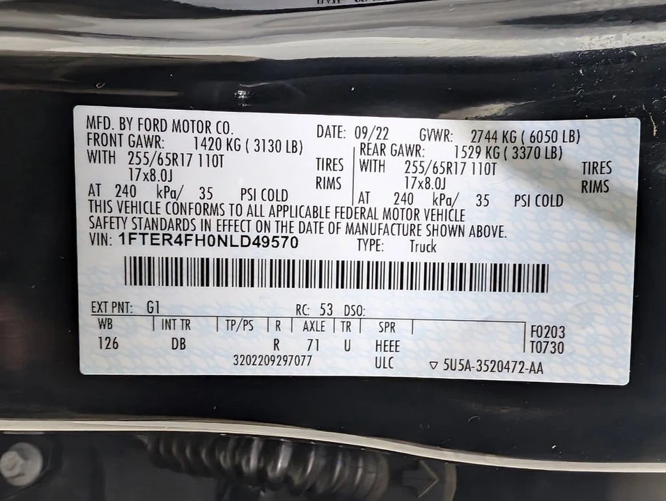 2022 Ford Ranger 4th Gen - Image 11 of 13