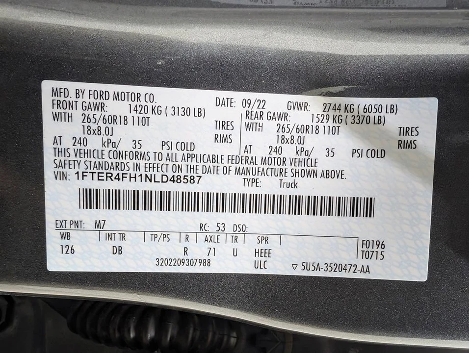 2022 Ford Ranger 4th Gen - Image 11 of 12