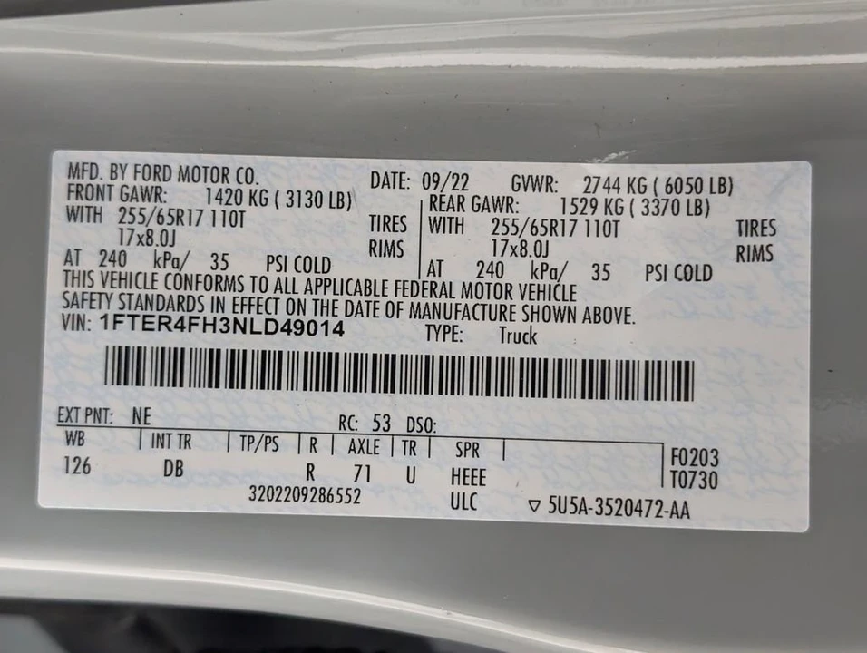 2022 Ford Ranger 4th Gen - Image 11 of 13