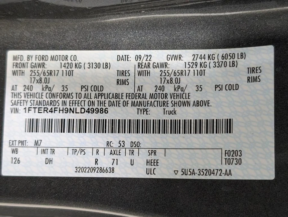 2022 Ford Ranger 5th Gen - Image 11 of 13