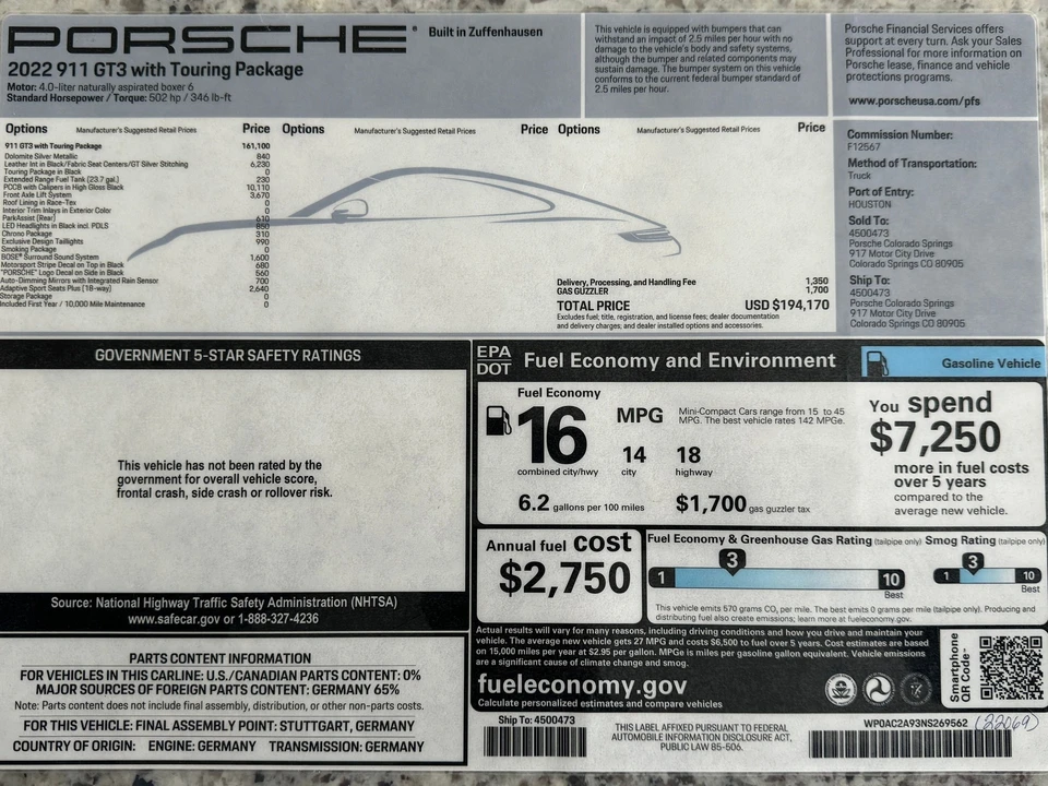 2022 Porsche 992 GT3 - Image 15 of 17