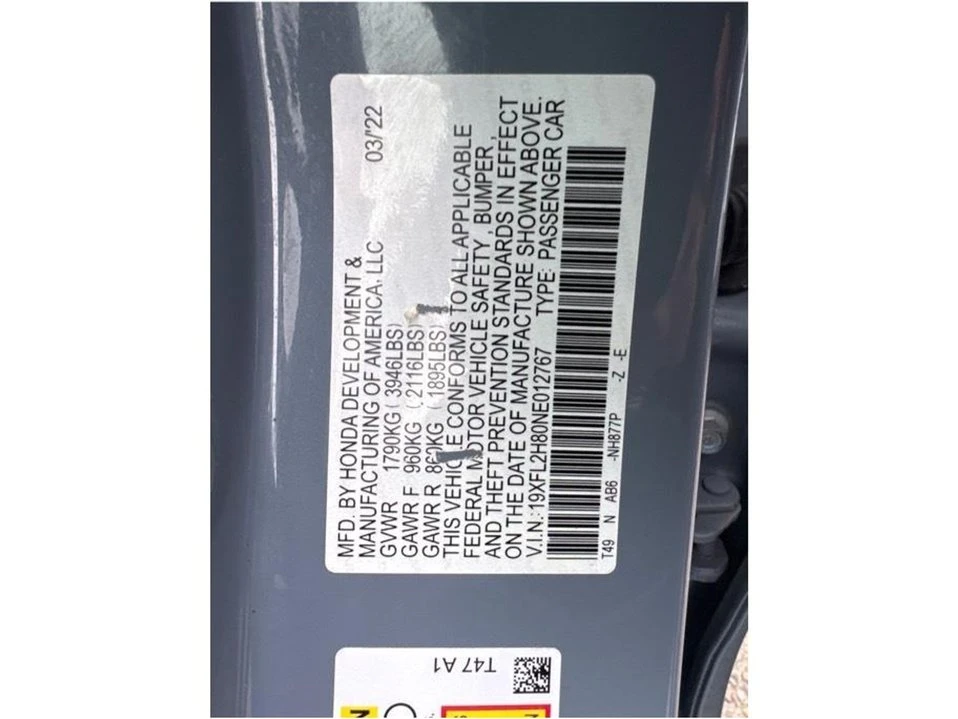 2022 Honda Civic 11th Gen - Image 20 of 20