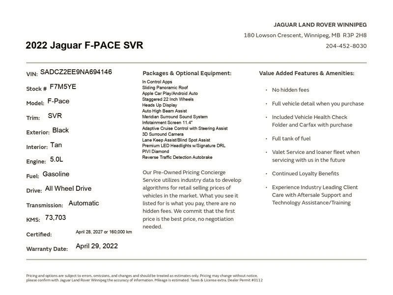 2022 Jaguar F-Pace SVR - Image 13 of 13