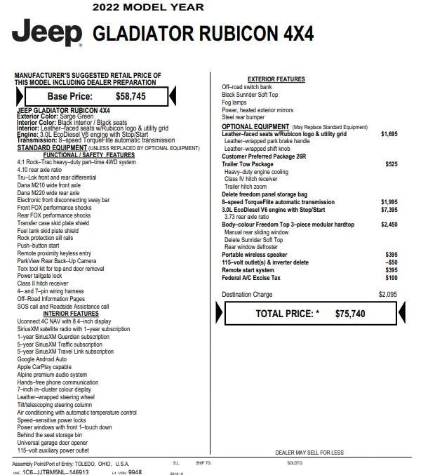 2022 Jeep JT Gladiator - Image 13 of 13