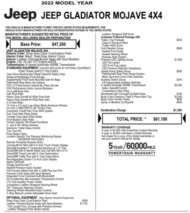 2022 Jeep JT Gladiator - Image 7 of 7