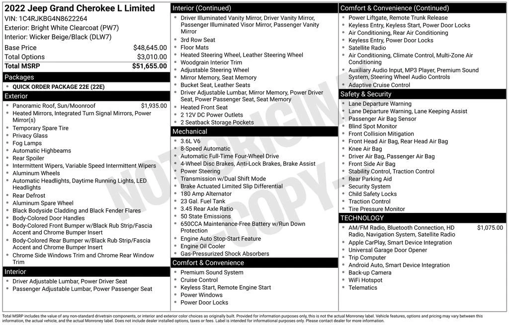 2022 Jeep WL Grand Cherokee - Image 2 of 2