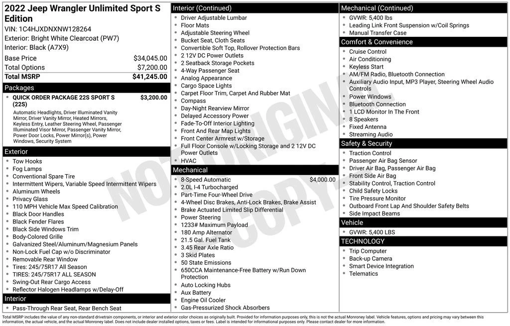 2022 Jeep JL Wrangler - Image 2 of 2