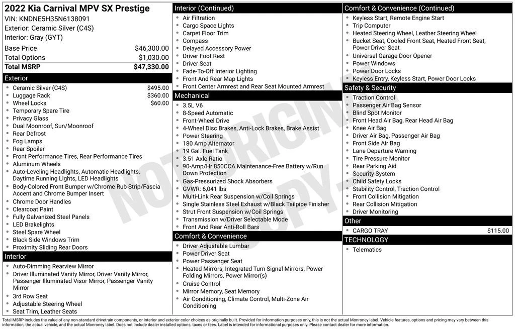 2022 Kia Carnival - Image 4 of 12