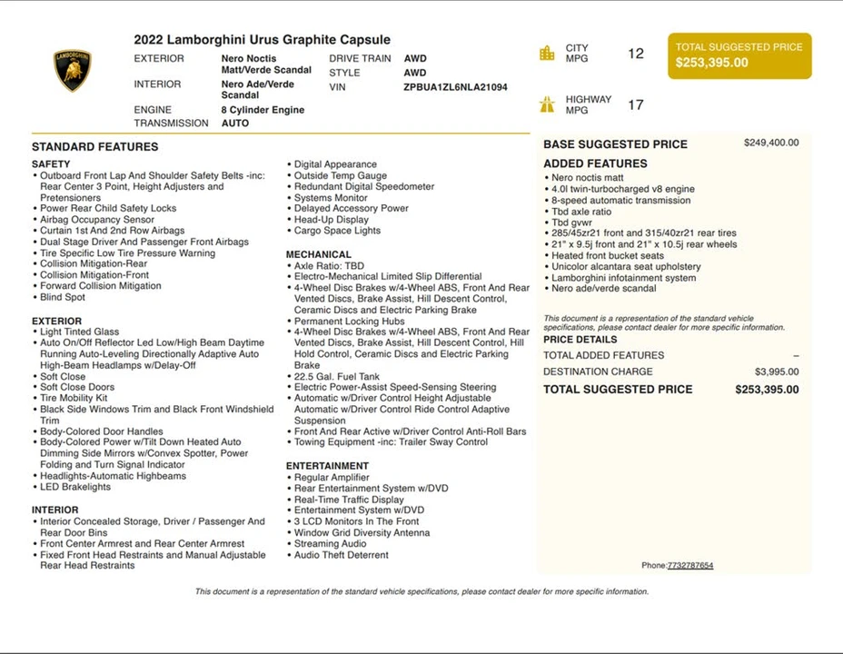 2022 Lamborghini Urus - Image 2 of 4