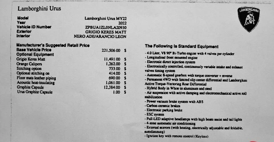 2022 Lamborghini Urus - Image 18 of 19