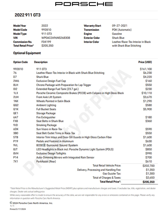2022 Porsche 992 GT3 - Image 2 of 18