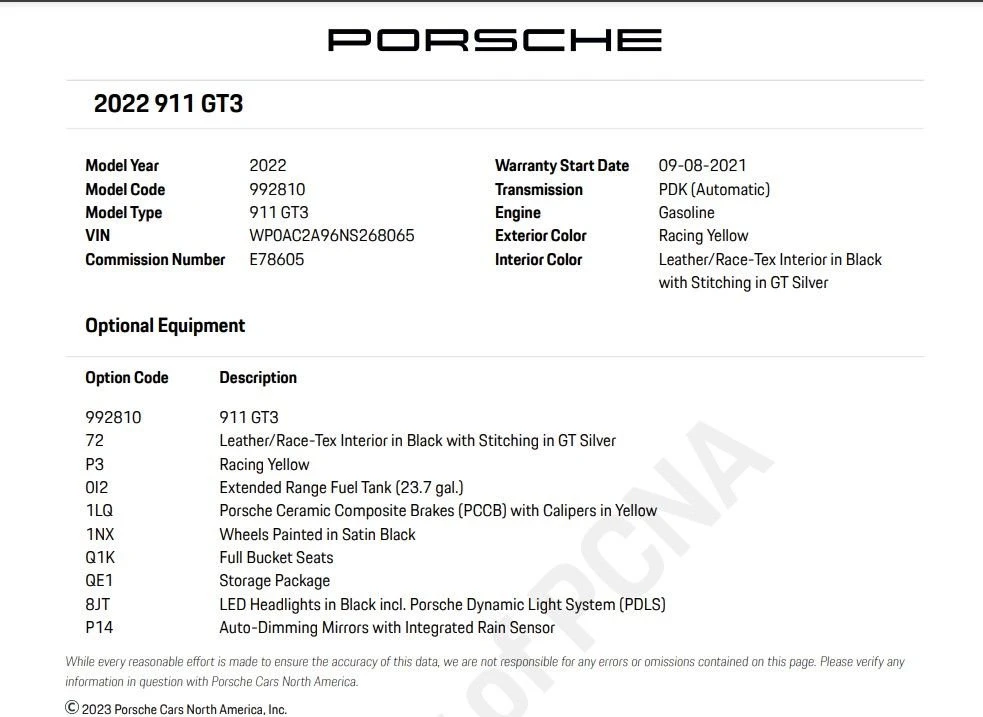 2022 Porsche 992 GT3 - Image 2 of 9