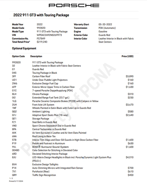 2022 Porsche 992 GT3 - Image 18 of 20