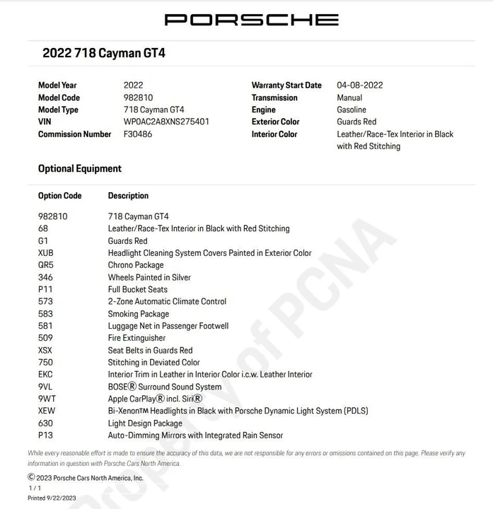 2022 Porsche 718 Cayman GT4 - Image 2 of 8