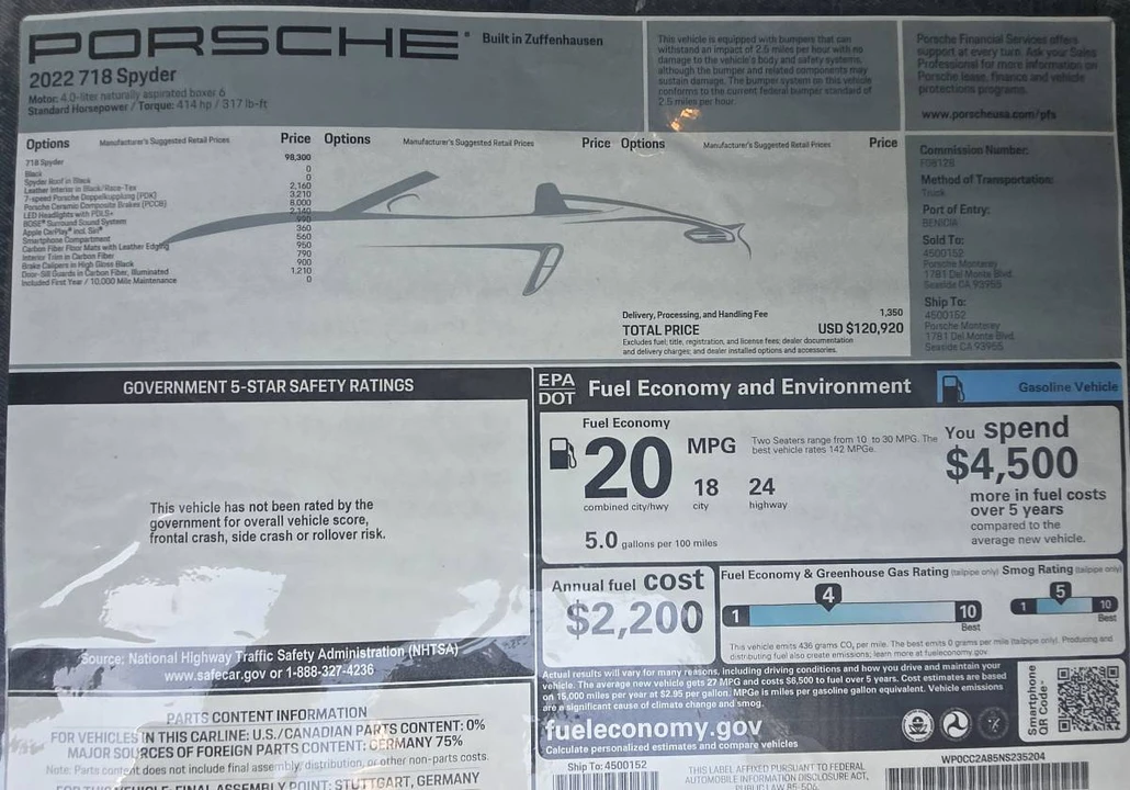 2022 Porsche 718 Boxster Spyder - Image 22 of 22