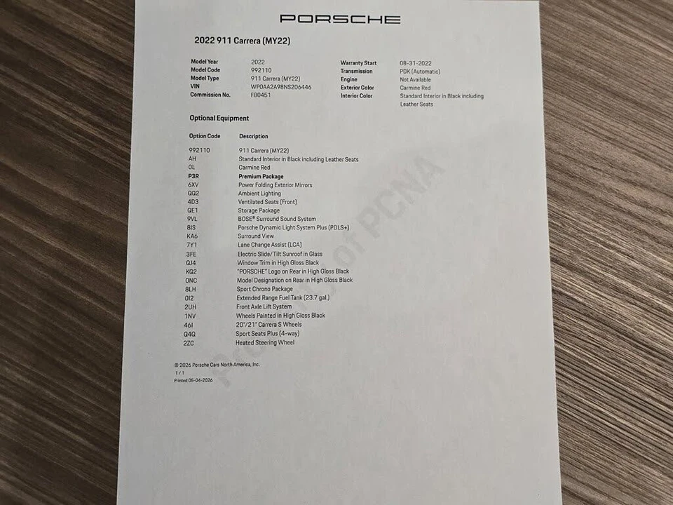 2022 Porsche 992 Carrera - Image 28 of 28