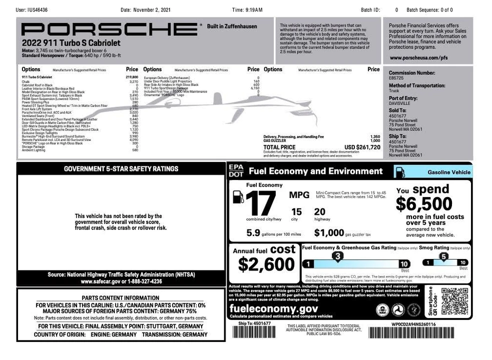 2022 Porsche 992 Turbo S - Image 2 of 31