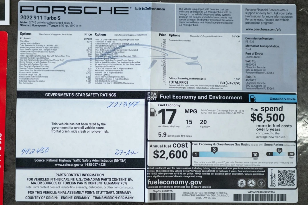 2022 Porsche 992 Turbo S - Image 8 of 8