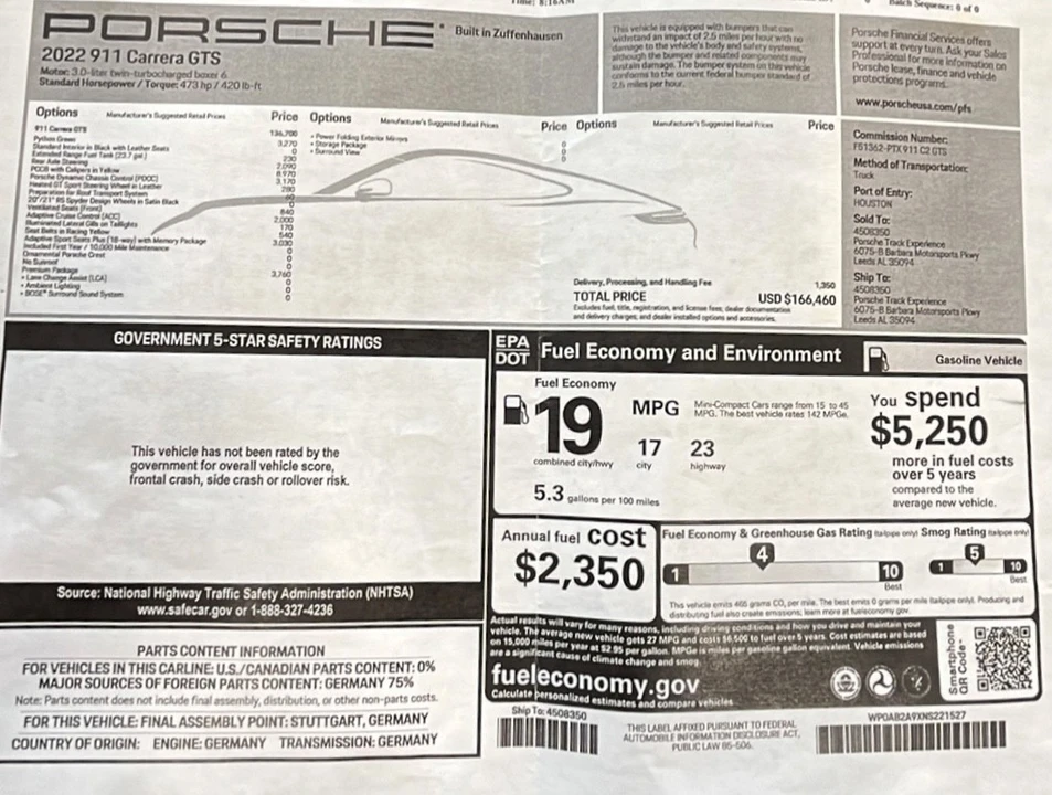 2022 Porsche 992 Carrera GTS - Image 17 of 17