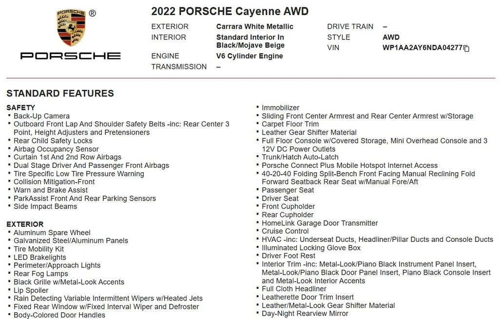 2022 Porsche 9Y0/9Y3 Cayenne - Image 22 of 26