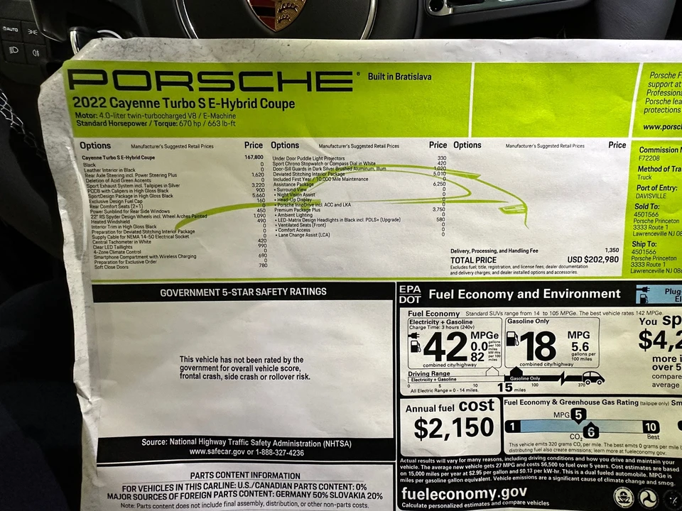 2022 Porsche 9Y0/9Y3 Cayenne Turbo - Image 15 of 15