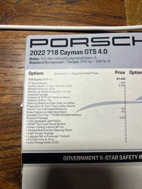 2022 Porsche 718 Cayman GTS 4.0 - Image 6 of 6