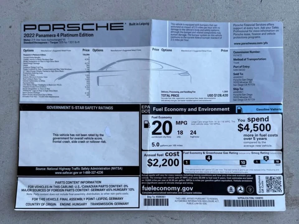 2022 Porsche 971 Panamera - Image 10 of 10