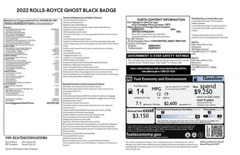 2022 Rolls-Royce Ghost Black Badge 2nd Gen - Image 9 of 9