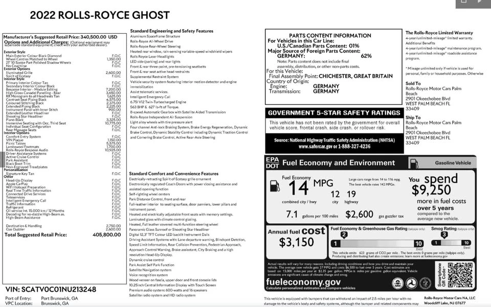 2022 Rolls-Royce Ghost 2nd Gen - Image 3 of 7