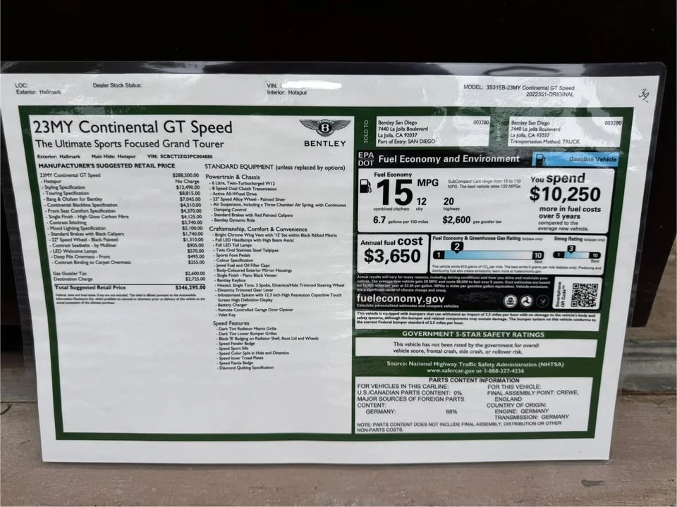 2023 Bentley Continental GT Speed 3rd Gen - Image 7 of 7