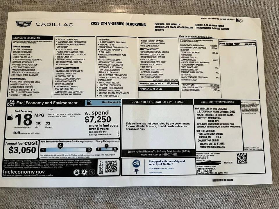 2023 Cadillac CT4-V Blackwing - Image 11 of 18