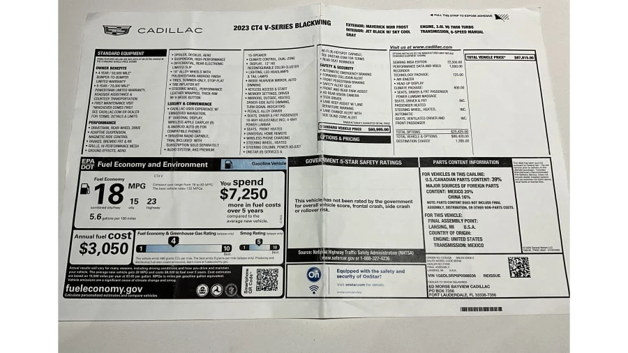 2023 Cadillac CT4-V Blackwing - Image 25 of 30