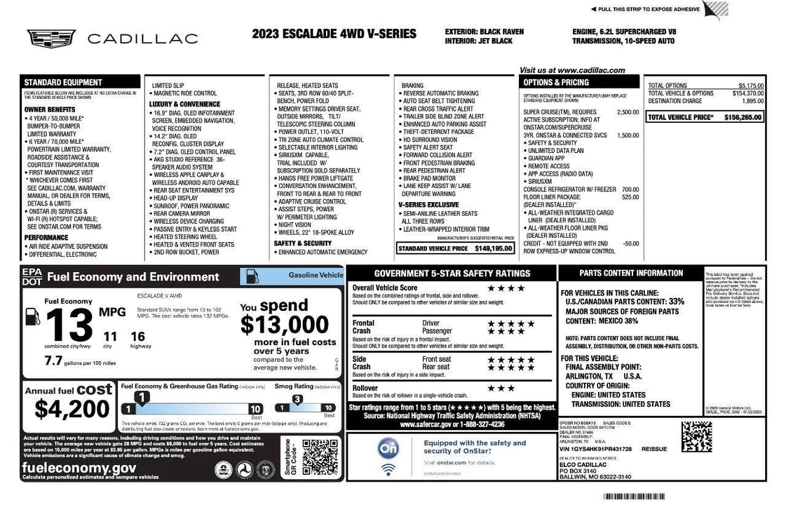 2023 Cadillac Escalade 5th Gen - Image 2 of 19
