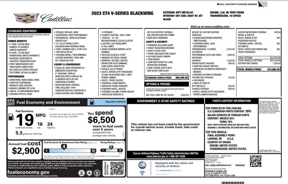 2023 Cadillac CT4-V Blackwing - Image 2 of 20