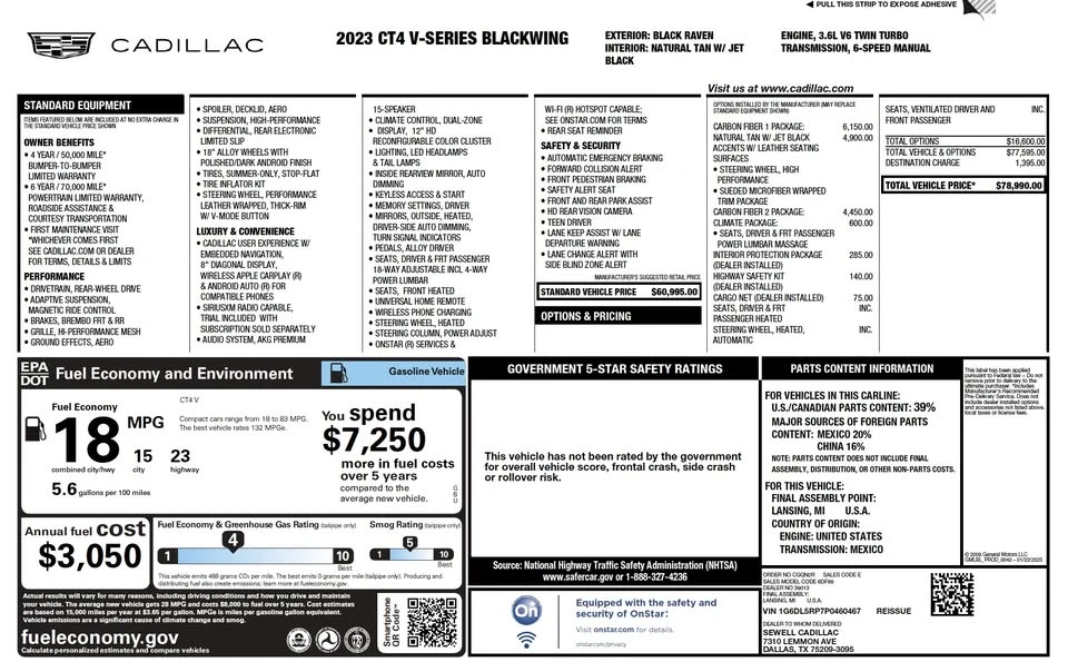 2023 Cadillac CT4-V Blackwing - Image 5 of 21