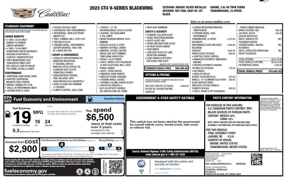 2023 Cadillac CT4-V Blackwing - Image 4 of 4