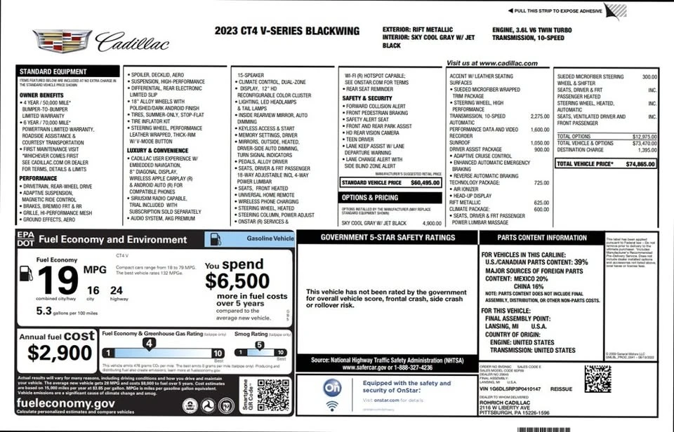 2023 Cadillac CT4-V Blackwing - Image 10 of 20