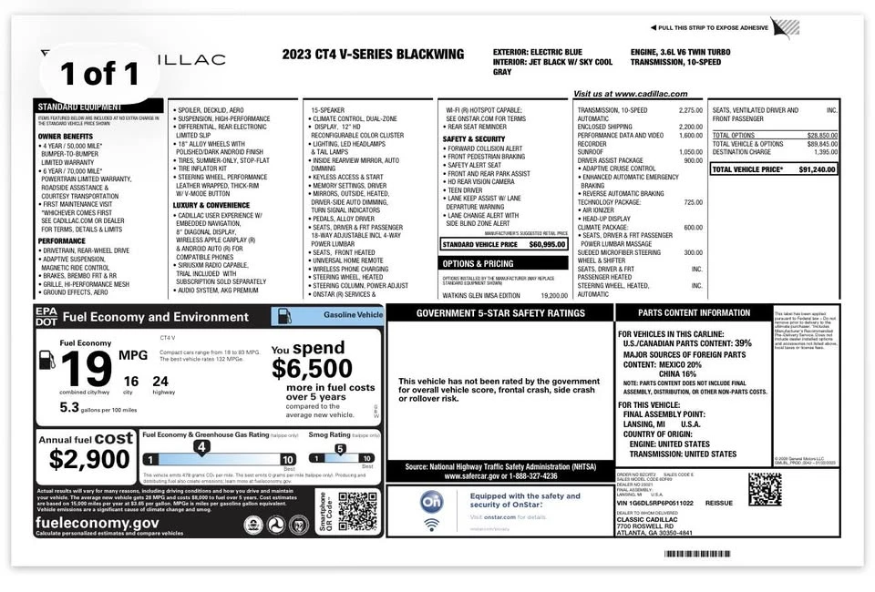 2023 Cadillac CT4-V Blackwing - Image 11 of 20