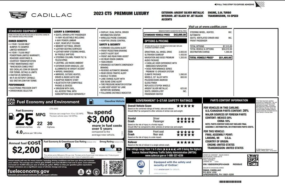 2023 Cadillac CT5 - Image 2 of 19