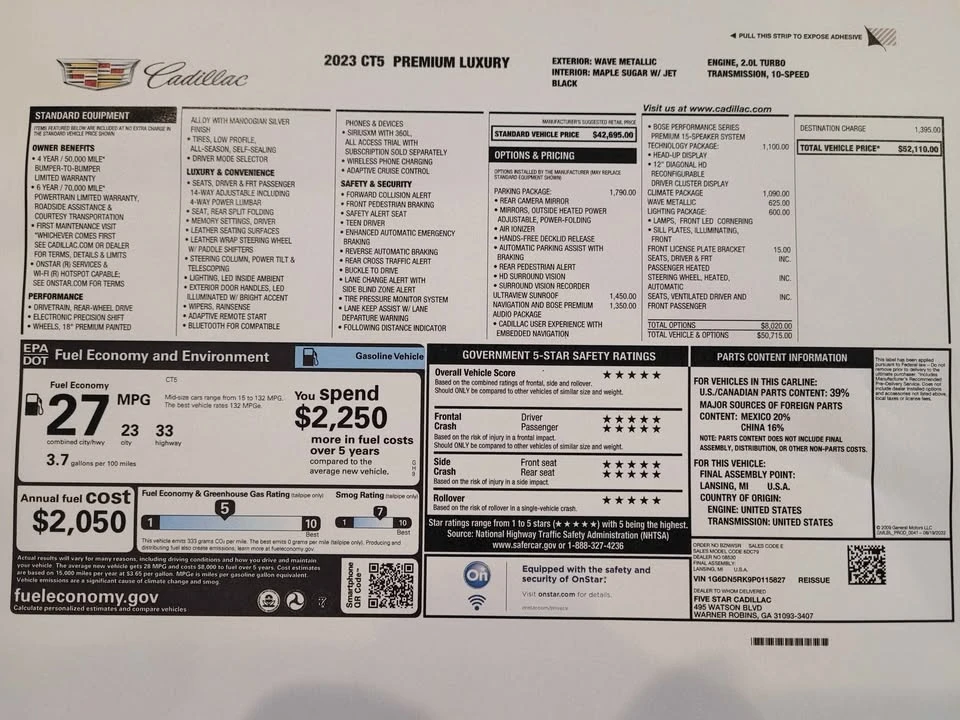 2023 Cadillac CT5 - Image 17 of 18