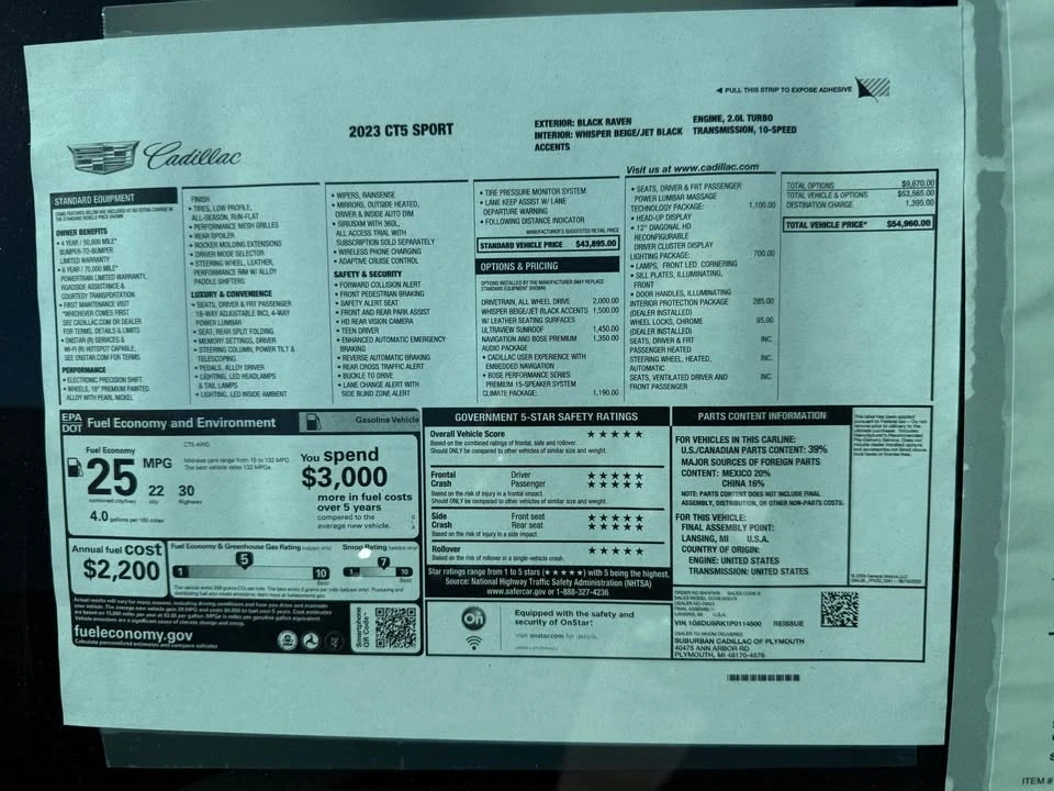 2023 Cadillac CT5 - Image 10 of 10