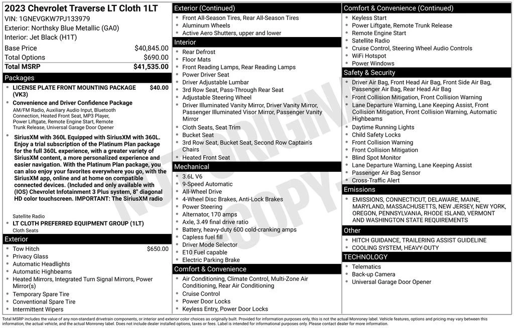 2023 Chevrolet Traverse - Image 2 of 2