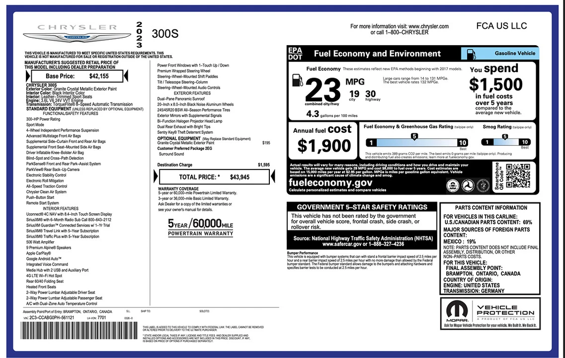 2023 Chrysler 300 (2005-2023) - Image 7 of 21