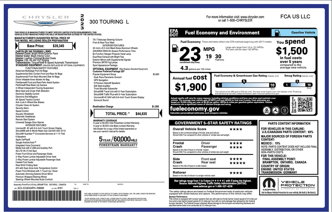 2023 Chrysler 300 (2005-2023) - Image 11 of 21