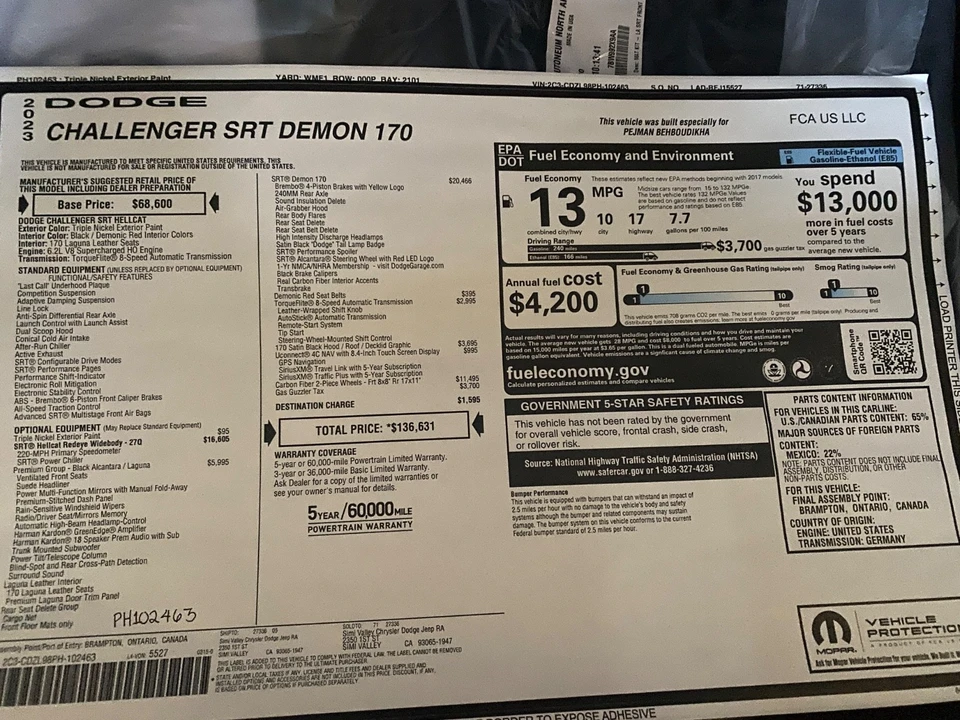 2023 Dodge Challenger SRT Hellcat 3rd Gen - Image 14 of 17