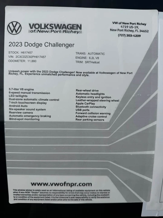 2023 Dodge Challenger SRT Hellcat 3rd Gen - Image 8 of 15