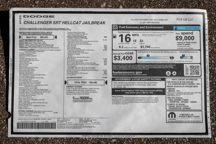 2023 Dodge Challenger SRT Hellcat 3rd Gen - Image 30 of 30
