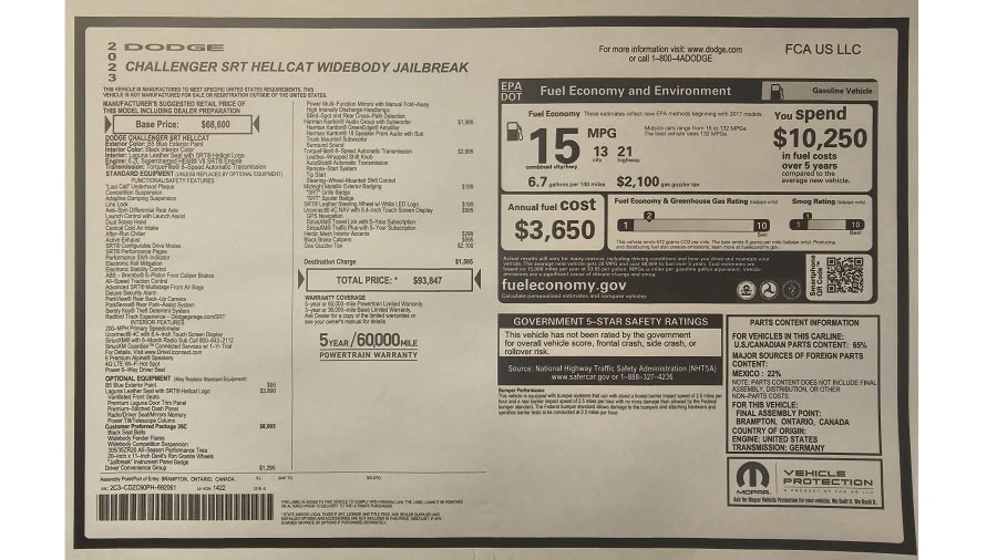 2023 Dodge Challenger SRT Hellcat 3rd Gen - Image 16 of 16