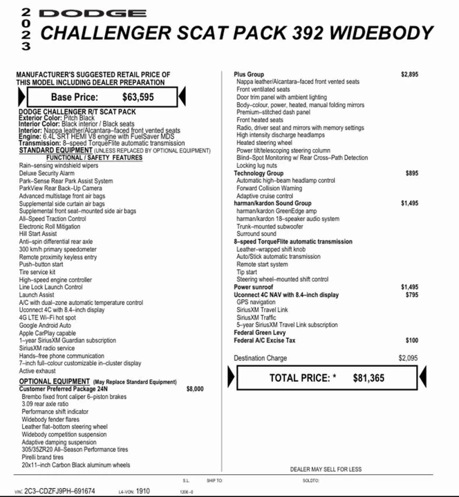 2023 Dodge Challenger SRT8 & 392 3rd Gen - Image 9 of 9