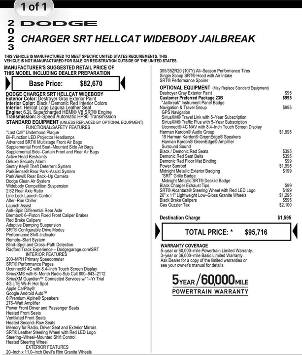 2023 Dodge Charger SRT Hellcat 7th Gen - Image 10 of 11